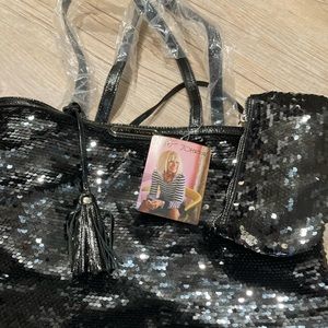 Betsy Johnson Black Sparkling Tote